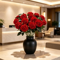 Simulierte Flanell-Rose mit Perlensamt-Technologie, Luxuriöse Wanddekoration für Zuhause, Hotel, Hochzeit, Valentinstag, Muttertag, Seidenoptik