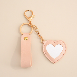Dễ thương Keychain với tình yêu trái tim gương chống mất Keyring túi quyến rũ thời trang hình trái tim hoa Keychain xách tay Gương trang điểm - Product Image 6