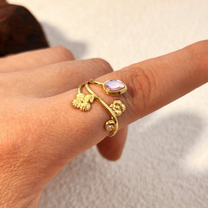 Anillo de Acero Inoxidable JZ101, Anillo Geométrico Retro en Forma de Corazón, Accesorio de Alta Gama y Lujo Ligero - Product Image 4