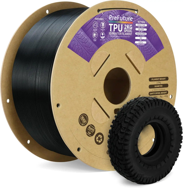 PreFuture TPU Filament 1.75mm Flexible Roll, 95A Soft 3D Printer Filament, 1kg Spool, Fit Most FDM Printer (TPU 1kg