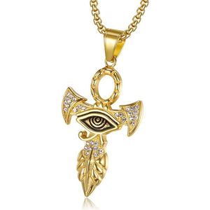 Venta al por mayor <span class=keywords><strong>de</strong></span> oro <span class=keywords><strong>Ojo</strong></span> <span class=keywords><strong>de</strong></span> <span class=keywords><strong>Horus</strong></span> collar <span class=keywords><strong>de</strong></span> acero inoxidable Faraón protección <span class=keywords><strong>amuleto</strong></span> collar Ankh Cruz joyería egipcia (BN129) - Product Image 4
