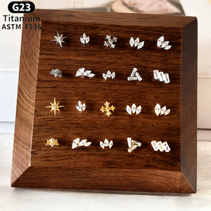 Bông tai titan nguyên chất Rui Qian ASTM F136, phụ kiện xỏ khuyên ren trong, titan G23, bông tai nữ thời trang - Product Image 5