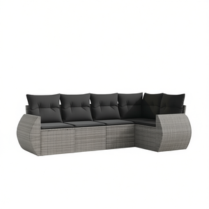 Set Divano da Giardino Modulare in Rattan PE Grigio, Arredamento da Esterno dal Design Contemporaneo con Cuscini Impermeabili - Product Image 1
