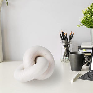 Decorazione con nodo in legno a 2 anelli-decorazione a catena da tavolino, stile moderno retrò minimalista rurale bohémien intagliato a mano - Product Image 6