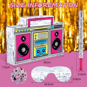 Retour à la fête des années 80 nostalgie <span class=keywords><strong>Radio</strong></span> Pinata Cadeaux Retro <span class=keywords><strong>90s</strong></span> Thème Décorations Fournitures <span class=keywords><strong>Hip</strong></span> <span class=keywords><strong>Hop</strong></span> Pinata avec bâton et boucle de suspension - Product Image 3
