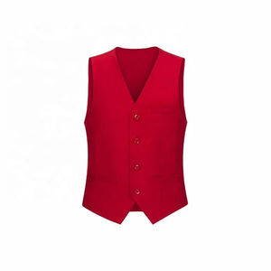 Venta al por mayor logotipo personalizado camarera uniforme Unisex botón chaleco para supermercado empleado chaleco Hotel asistente trabajo <span class=keywords><strong>traje</strong></span> <span class=keywords><strong>formal</strong></span> chaleco - Product Image 3