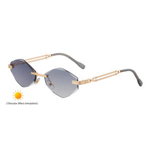 Gafas de Sol Personalizadas con Marco Poligonal sin Montura para Mujer, Lentes de PC con Protección UV400, Estilo Instagram - Product Image 1