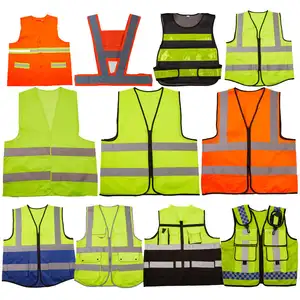 定制标志红色工业用品背心男女通用反光罩安全安全背心紫色带后口袋建筑工人