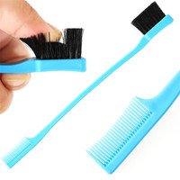 Grand stock, étiquette privée personnalisée, peigne à queue de rat 3 en 1 pour salon, peigne à sourcils double, brosse à cheveux pour le contrôle des bords, brosse à cheveux pour les bords