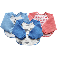 Bavoir pour bébé en coton personnalisé Bavoirs pour bébé à manches longues imperméables EVA écologiques avec poche à nourriture