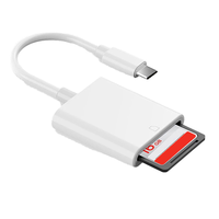 Lecteur de carte SD 2-en-1 USB Type C blanc, Hub adaptateur multiport micro compatible TF pour appareils photo, téléphones, tablettes, fonction OTG externe
