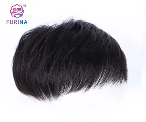 패션 일본과 한국 스타일 현실적인 피부 100% 인간의 머리카락 toupee 망 toupee 검은 머리