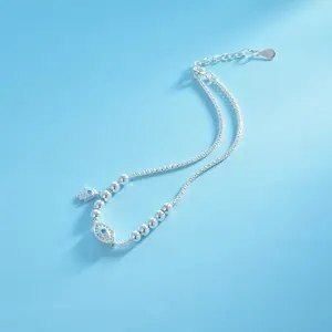 SayYes gioielli in argento 925 cavigliera blu bianco CZ perline di tacchino malocchio cavigliera 925 argento