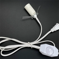 1.8M EU Dimmable E27 Lamp Cord With Switch Black White Flat Plug Pendant Light Socket Cable Set