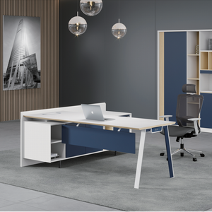 ホームオフィスデスク コンピューターテーブル オフィス用木製デスク（レグノ・ダ・ウフィチオ）キャビネット付き L字型コンピューターデスク - Product Image 3