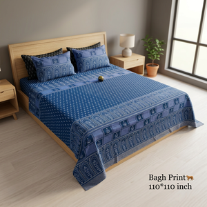 Ethnic Discharge Printed Bedding Set <b>Quilt</b> <b>Bedspread</b> Pillow Covers Floral Elephant Bedding Set Size 110 x 110 for Bedroom - Product Image 2