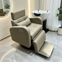 Fauteuil de lavage électrique avec évier et base LED, inclinable, pour salon de coiffure et institut de beauté