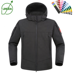 Veste tactique en softshell effet peau de requin, doublée <span class=keywords><strong>polaire</strong></span>, col montant, <span class=keywords><strong>camouflage</strong></span>, à capuche – Stock fabricants - Product Image 1