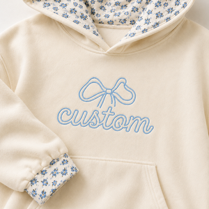 Ensemble décontracté 2 pièces pour femme : sweat à capuche oversize à épaules tombantes et short, avec imprimé floral délicat et broderie nœud - Product Image 3