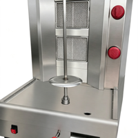 Rôtissoire verticale à gaz à trois plateaux Hongxin en acier inoxydable, sur pied, avec commande par bouton, pour la préparation de kebab et de viande