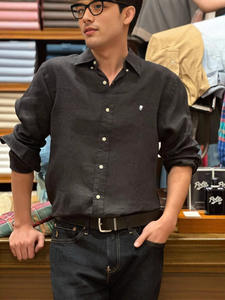 Chemise en lin RL <span class=keywords><strong>Ralph</strong></span> Mark pour homme, haut à manches longues, <span class=keywords><strong>polo</strong></span> brodé pour femme, protection solaire, printemps et automne, couple - Product Image 5