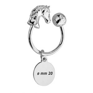 Llavero Pegaso con Colgante Circular de Cabeza de Caballo Plateada para Uso con Mosquetón - Product Image 2