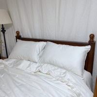 Couleur blanche de luxe 400T brillant 65% bambou 35% coton 400T tissé draps de lit ensemble de housse de couette