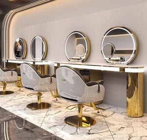Luxury Gold Frame Single/Double Side Hair Salon Mirrors Barber Station Led Salon Mirror Other Salon Furniture - Product Image 4