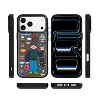 Coque de téléphone AG Feeling Black Edge avec motif American Girl doré pour iPhone 17, 17 Pro Max, 16 Pro, 15, 15 Pro Max – Coque magnétique