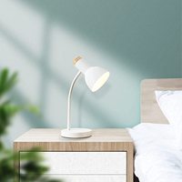 Lâmpada de mesa de led branca 7w e26, lâmpadas led com controle por toque, luz de mesa metálica, amezina, ajustável, moderna, para olhos de madeira