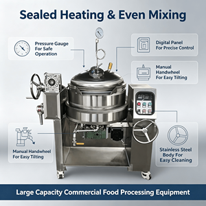 Large Capacity Industrial Food Processing Machine Beef <strong>Paste</strong> <strong>Rendang</strong> Cooking Electric Oil Cooking Mixer - Product Image 3