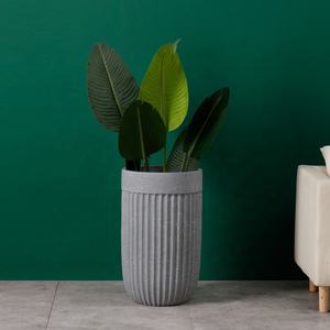 Commercio all'ingrosso Brillante Cilindro Vaso di Sesamo Pittura di Colore Beige con Linee Rette Vaso <span class=keywords><strong>Giardino</strong></span> in Stile - Product Image 5