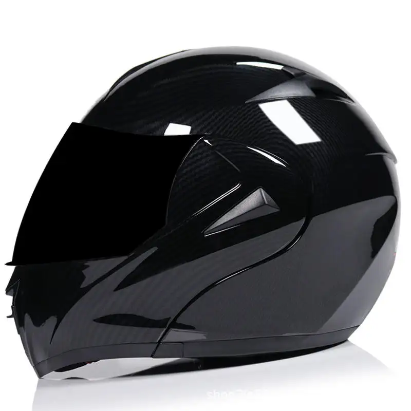 Casco de motocicleta RTS abatible hacia arriba, lente Dual, DOT Cool, cara completa, negro, Modular