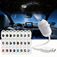 Projecteur de galaxie 2 en 1, lumière de nuit, alimenté par USB, 360° °   Lumière d'ambiance rotative effet ciel étoilé, luminosité réglable pour voiture