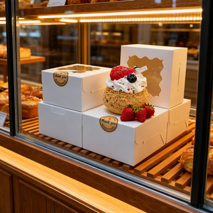 Caja de Regalo para Postres de Cartulina Blanca de 4x4x2.5 Pulgadas con Ventana, Caja para Pasteles Pequeños, Galletas, Envío Resistente - Product Image 4