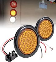 Feu arrière LED rond de 4 pouces pour remorque, 24 volts, feu arrière de camion, 24 LED, feu stop robuste pour poids lourds, rouge, ambre, blanc