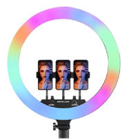 Anneau lumineux LED RGB de 18 pouces 2500-7000K avec trépied pliable, télécommande et adaptateur d'alimentation stable pour TikTok, selfie, appareil photo et téléphone