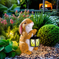 Lanterne de jardin solaire fluorescente en résine en forme de lapin de Pâques, décoration de jardin, ornement de pelouse, cadeau de jardin, sculpture