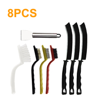 8pcs Brosse de nettoyage pour crevasses Brosse de nettoyage multifonctionnelle Outils Brosse de nettoyage pour poils durs