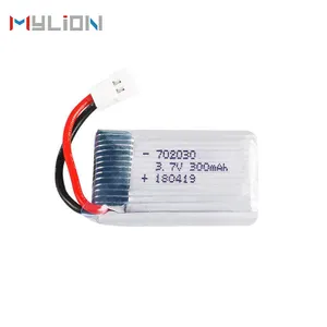 Mylion factory rc lipoバッテリーリチウムポリマーバッテリー充電式バッテリーパック702030 3.7v 300mah 25Cドローン用