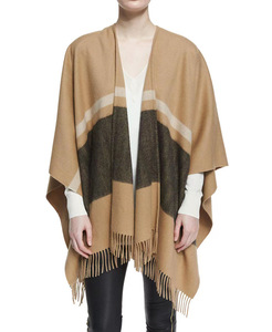 Poncho in Lana 100%, Mantella Aperta, Sciarpa Invernale <span class=keywords><strong>di</strong></span> Qualità per Uomo e Donna, Stile a Righe - Product Image 2