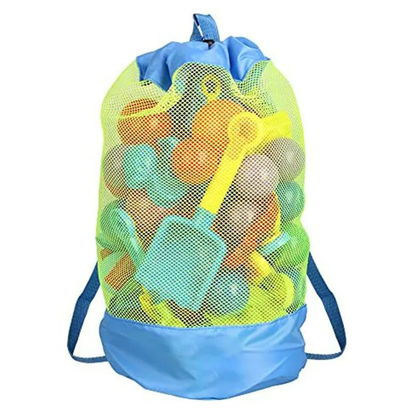 Large Mesh Beach Toys Bag Durable Drawstring Beach Backpack for Child Swim Kids Toys Storage Tote Bag