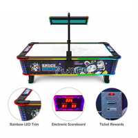 Table de hockey à air à monnayeur sur le thème Space Rabbit avec tableau de scores LED, machine de jeu d'arcade pour centre de jeux et centre commercial