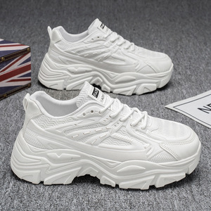 Chaussures tendance pour hommes, nouveau style 2025, blanc pur, <span class=keywords><strong>semelle</strong></span> épaisse, hauteur accrue, chaussures de sport, chaussures de course blanches pour adolescents - Product Image 4