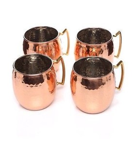 Tasses à Moscow Mule en cuivre pur, faites à la main, ensemble de mugs à bière en cuivre massif pour bars, fêtes et usage ayurvédique - Product Image 1