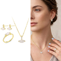 Ensemble de bijoux en argent sterling 925 personnalisé OEM avec zircone cubique, bague, boucles d'oreilles et collier taille marquise 5x10 mm pour femme, idéal comme cadeau