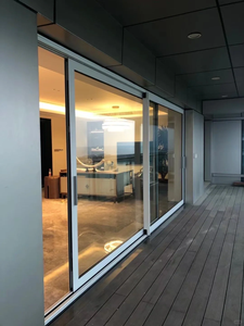 Moden Cadre mince en aluminium noir Double vitrage en verre trempé Isolation phonique Patio Extérieur Impact d'ouragan <span class=keywords><strong>Porte</strong></span> coulissante - Product Image 3