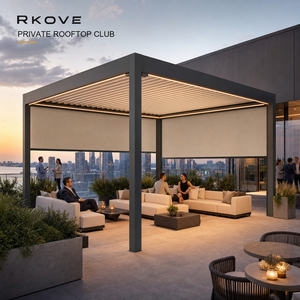 Pérgola independiente para azotea RKOVE RK-S2 de 6x6m con pantallas de privacidad dobles ZIP, pérgola inteligente de aluminio - Product Image 5