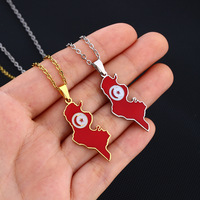 BINSHUO gros personnalisé en acier inoxydable bijoux goutte d'huile Nation tunisie carte drapeau hommes pendentif breloque Couples collier pour femmes