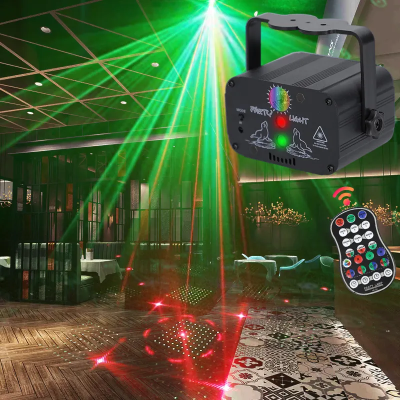 WUZSTAR-miniproyector láser para dj, luz led RGB con USB, control remoto para bar, KTV, luces de decoración de fiesta